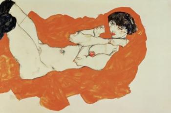Reclining Female Nude On Red Drape, 1914 | Obraz na stenu