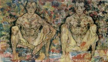 Two Squatting Men  (Double Self-Portrait), 1918 | Obraz na stenu