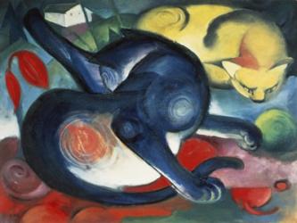 Two Cats, Blue and Yellow, 1912 | Obraz na stenu