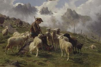 Shepherd Boy in the Pyrenees Offering Salt to his Sheep, 1864 | Obraz na stenu