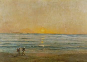 Sunset With Fishermen | Obraz na stenu