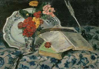 Flowers, Faience and Books | Obraz na stenu