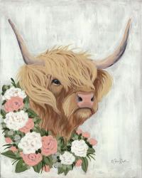 Floral Highlander Cow | Obraz na stenu