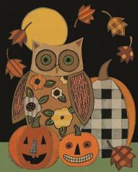 Floral Owl and Pumpkins | Obraz na stenu