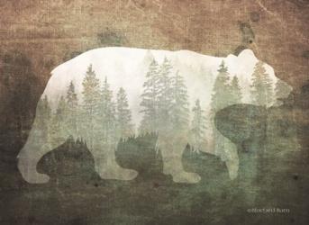 Green Forest Bear Silhouette | Obraz na stenu