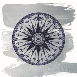 Brushed Midnight Blue Compass Rose | Obraz na stenu