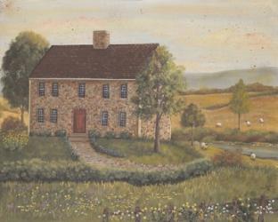 Stone House with Wild Flowers | Obraz na stenu