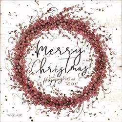 Merry Christmas Berry Wreath | Obraz na stenu