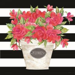 Fuchsia Flores Stripes | Obraz na stenu