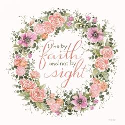 Live by Faith Floral Wreath | Obraz na stenu