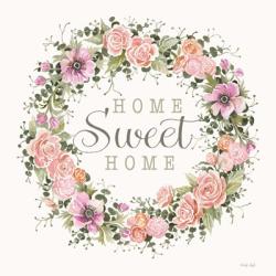 Home Sweet Home Floral Wreath | Obraz na stenu