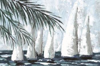 Sailboats Behind the Palms | Obraz na stenu