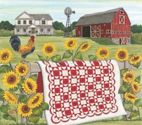 Red & White Farm Quilt | Obraz na stenu
