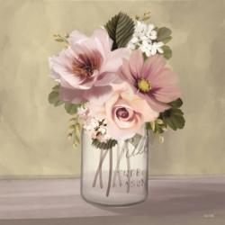 Pink Mason Jar Floral | Obraz na stenu