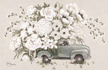 White Floral Truck | Obraz na stenu