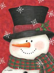 Holly & Red Plaid Snowman | Obraz na stenu