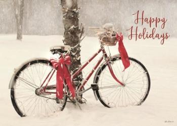 Happy Holidays Snowy Bike | Obraz na stenu