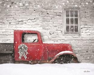 Christmas Truck with Plaid Bow | Obraz na stenu