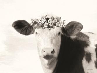 Spotted Cow with Flowers | Obraz na stenu
