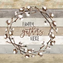 Family Gathers Here Cotton Wreath | Obraz na stenu