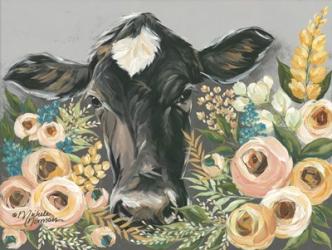 Cow in the Flower Garden | Obraz na stenu