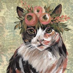 Cat with Floral Crown | Obraz na stenu