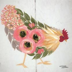 Floral Hen on White | Obraz na stenu