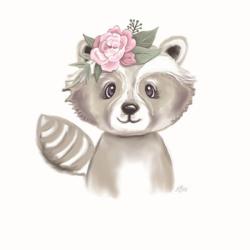 Cute Floral Raccoon | Obraz na stenu