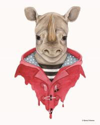 Rhino in a Raincoat | Obraz na stenu