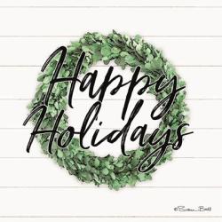 Happy Holidays Boxwood Wreath | Obraz na stenu