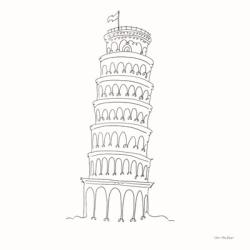 One Line Pisa Tower Italy | Obraz na stenu