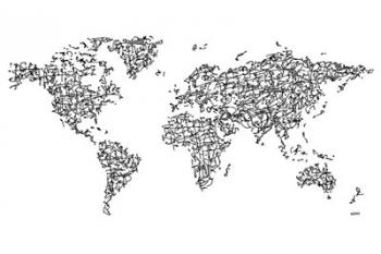 Hanzi Kangi World Map | Obraz na stenu