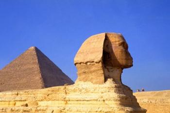 Close-up of the Sphinx and Pyramids of Giza, Egypt | Obraz na stenu