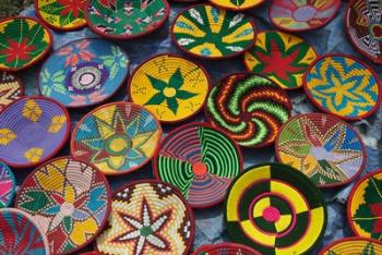 Ethiopia: Tigray, Axum, woven baskets, market | Obraz na stenu