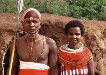 Maasai Couple in Traditional Dress, Kenya | Obraz na stenu