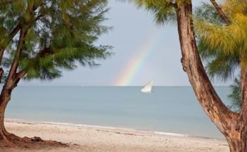 Madagascar, Mahajunga. Fishing dhow and rainbow | Obraz na stenu