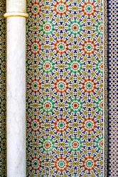Fez, Morocco. Column and Tile Work at Dar al-Makhzen. | Obraz na stenu