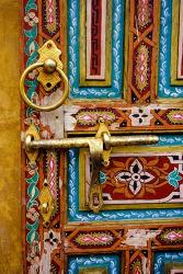 Fez, Morocco. Painted Wooden Door in the Old City. | Obraz na stenu