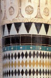Zellij Tile and Stucco on Historic Medersa, built 1333 AD, Morocco | Obraz na stenu
