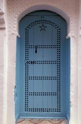 Moorish-styled Blue Door and Whitewashed Home, Morocco | Obraz na stenu