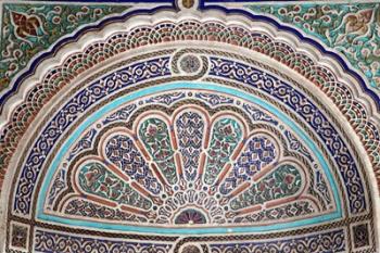 Africa, Morocco, Marrakech. Painted stucco detail at El Bahia Palace. | Obraz na stenu