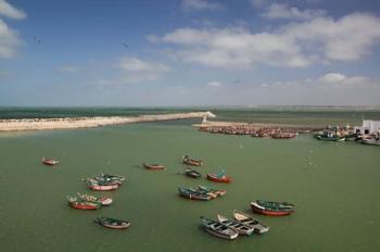 MOROCCO, JADIDA: Portuguese Fortress, Fishing Boats | Obraz na stenu