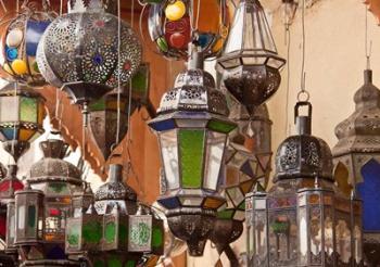 Decorative lanterns in Fes medina, Morocco | Obraz na stenu