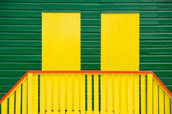 Yellow and Green wooden cottages, Muizenberg Resort, Cape Town, South Africa | Obraz na stenu