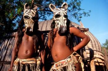 Zulu Zebra Masked Dancers, South Africa | Obraz na stenu