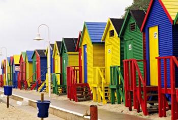 Colorful Changing Houses, False Bay Beach, St James, South Africa | Obraz na stenu