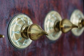 Close-up of traditional carved door, Stone Town, Zanzibar, Tanzania | Obraz na stenu