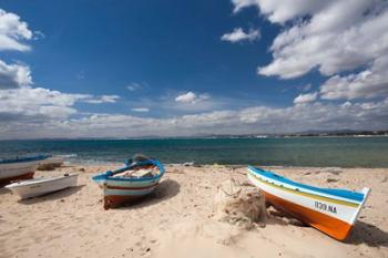 Fishing boats on beach, Hammamet, Cap Bon, Tunisia | Obraz na stenu