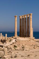 Ancient Architecture with sea in the background, Sabratha Roman site, Libya | Obraz na stenu