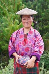 Portrait of a farmer wearing bamboo hat, Bumthang, Bhutan | Obraz na stenu